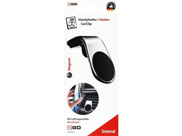 2GO CarClip, Mobiltelefon/smarttelefon, Passiv holder, Bil, Sort, Sølv
