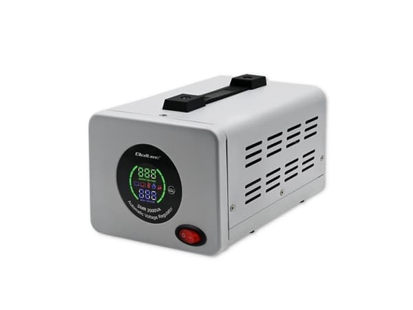 Qoltec Monolith Pro - Automatisk spänningsregulator - AC 220-240 V - 1600 Watt - 2000 VA - 1-fas - utgångskontakter: 2 - grå