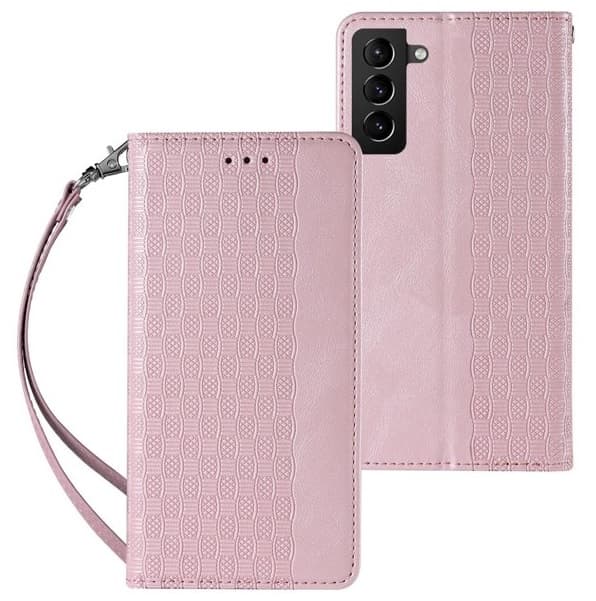 Samsung Galaxy S22 Fodral Ljusrosa Lyx med Handledsrem