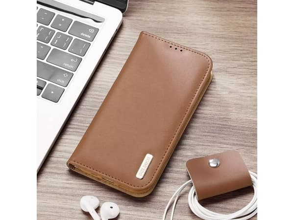 Dux Ducis Hivo Leather Flip Deksel Lommebok i ekte skinn for kort og ID-er iPhone 14 Pro Brown