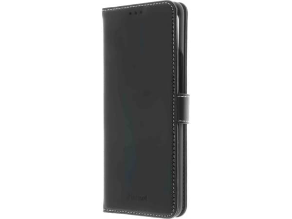 Insmat - Lommebok for mobiltelefon - ekte skinn, termoplast-polyuretan (TPU), kartong+papir+aluminiumsfolie, bomullssting - svart - for OnePlus 10 Pr