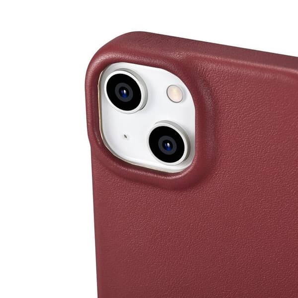 iCarer iPhone 14 Plus Plånboksfodral Magsafe CE Läder - Röd