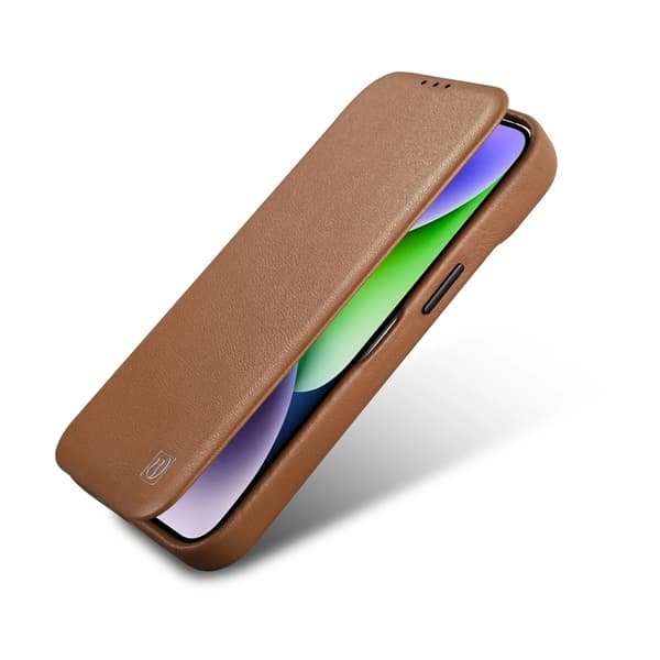 iCarer iPhone 14 Pro Plånboksfodral Magsafe CE Läder - Brun