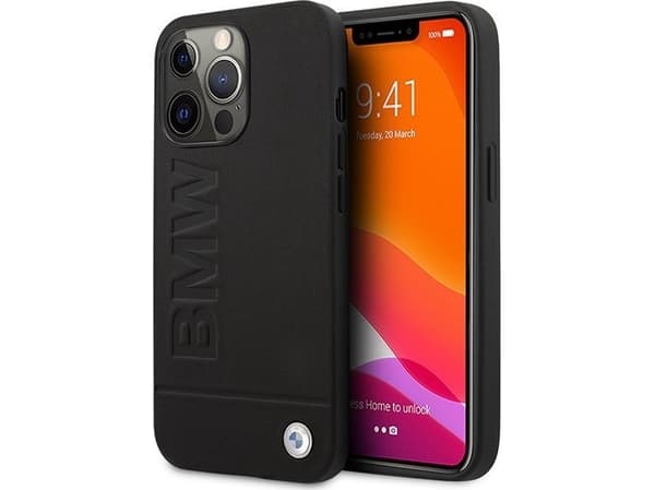 Kotelo BMW BMHMP14XSLLBK iPhone 14 Pro Max 6,7 Musta/musta kova kotelo, jossa on logo ja Magsafe-merkintäjälki