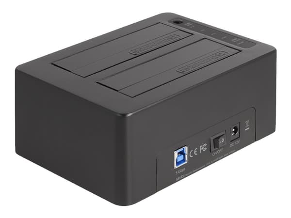 Delock - HDD / SSD-dokkestasjon - brønner: 2 - 2,5" / 3,5" delt - SATA 6Gb/s - USB 3.2 (Gen 1) - svart