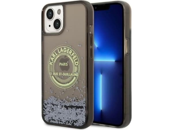 Karl Lagerfeld flytende glitter rundt RSG-logoetui - Etui iPhone 14 Plus (czarny)