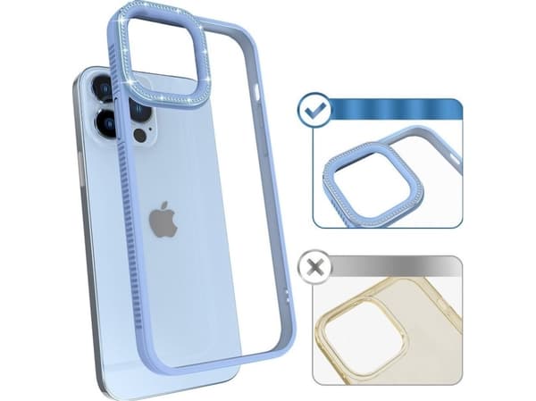 Kingxbar Kingxbar Sparkle Series iPhone 13 Pro Max-deksel med krystaller som holder bakdekselet blått