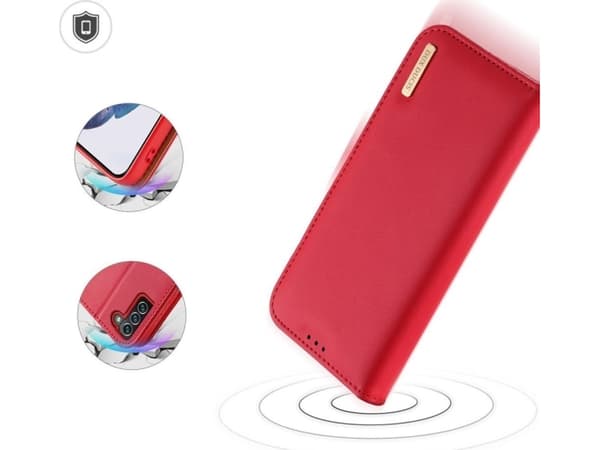 Dux Ducis Dux Ducis Hivo Lærveske med Flip ekte skinndeksel Lommebok for kort og dokumenter Samsung Galaxy S22+ (S22 Plus) Rød