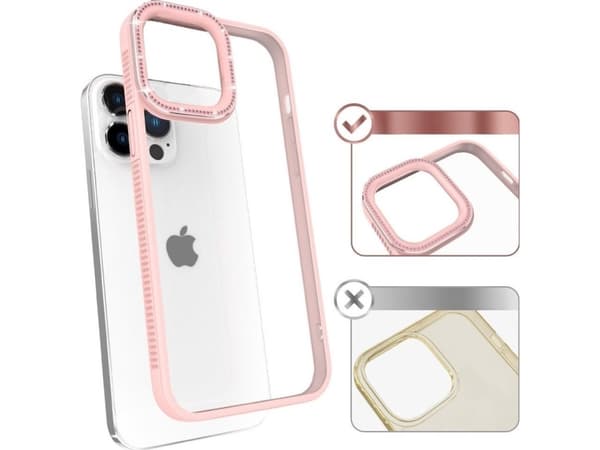 Kingxbar Kingxbar Sparkle Series iPhone 13 Pro-deksel med krystaller som holder bakdekselet rosa