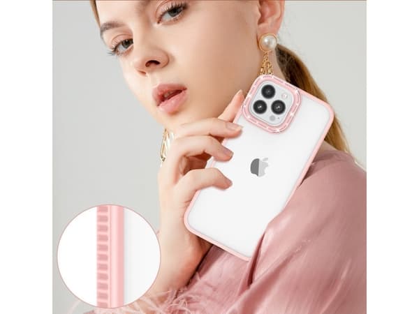 Kingxbar Kingxbar Sparkle Series iPhone 13 Pro-deksel med krystaller som holder bakdekselet rosa