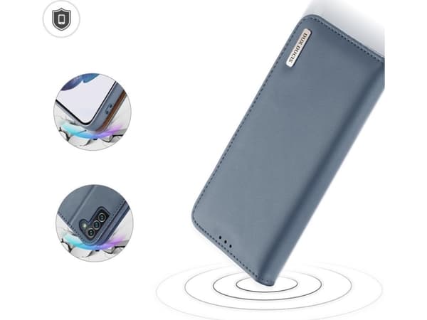 Dux Ducis Dux Ducis Hivo Lærveske Flip Deksel i ekte skinn for kort og dokumenter Samsung Galaxy S22+ (S22 Plus) Blå