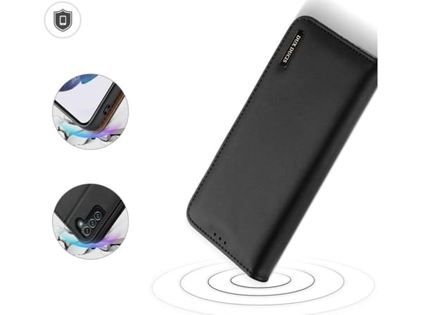 Dux Ducis Dux Ducis Hivo Leather Flip Deksel Lommebok i ekte skinn for kort og dokumenter Samsung Galaxy S22+ (S22 Plus) Svart