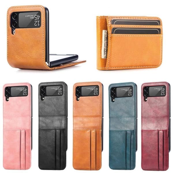 Samsung Galaxy Z FLIP 4 - wallet shell cover vegansk læder Blå One-size