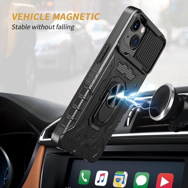 iPhone 14 fuldt cover TPU + PC Kickstand Telefontaske+hærdet glas