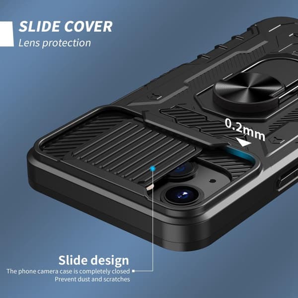 iPhone 14 fuldt cover TPU + PC Kickstand Telefontaske+hærdet glas