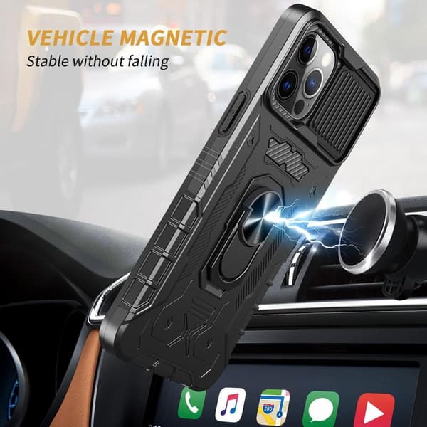 iPhone 14 Pro Max Hybridskal med FingerRing & kameraskydd + härdat glas
