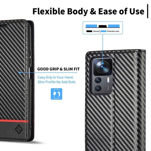 LC.IMEEKE Wallet Case till Xiaomi 12T / 12T Pro - Svart