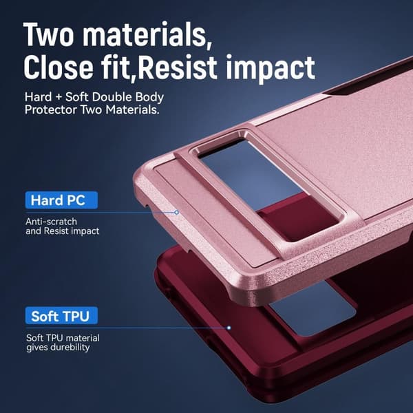 Google Pixel 7 Pro Stødsikker TPU+PC Kickstand Telefonetui Bilmonteret Metalplade - Lyserød
