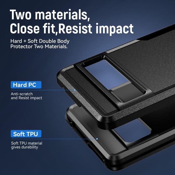 Google Pixel 7 Pro Stødsikker TPU+PC Kickstand Telefontaske Bilmonteret Metalplade - Sort