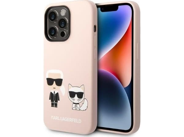 Karl Lagerfeld flytende silikon Karl & Choupette MagSafe - iPhone 14 Pro Max-deksel (rosa)