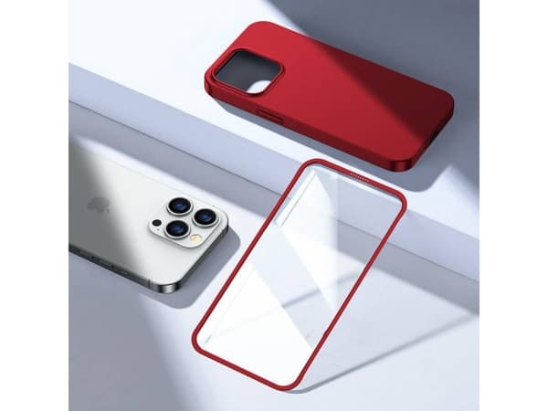 Joyroom Joyroom 360 Full Case-deksel for iPhone 13 Pro bak- og frontdeksel + rødt herdet glass (JR-BP935 rød)