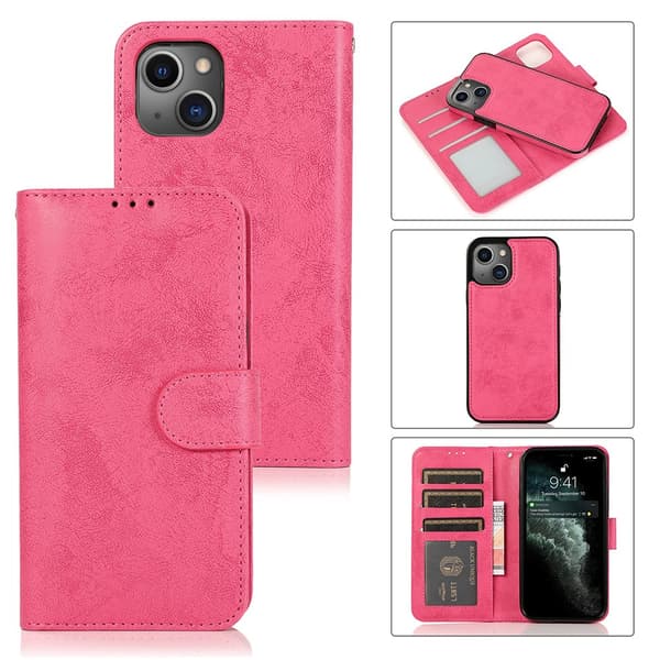 Praktiskt LEMAN Plånboksfodral - iPhone 14 Rosa