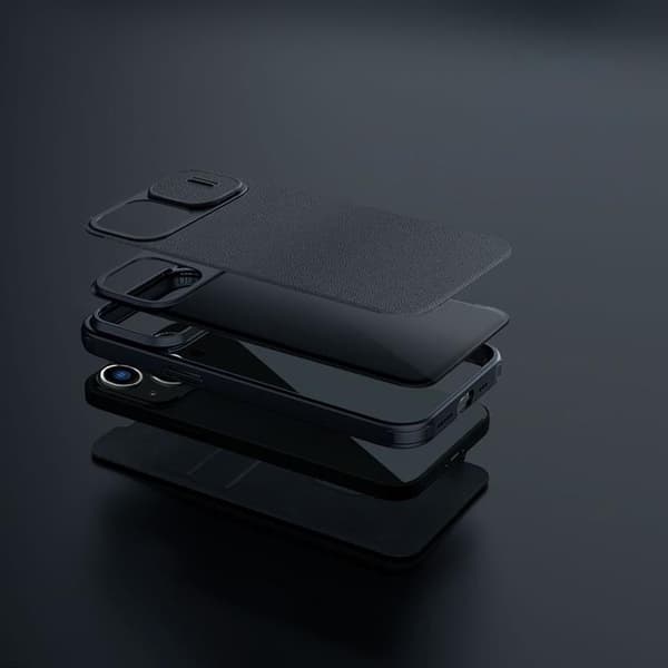 Nillkin iPhone 14 Plus Plånboksfodral Qin Cloth Pro - Blå