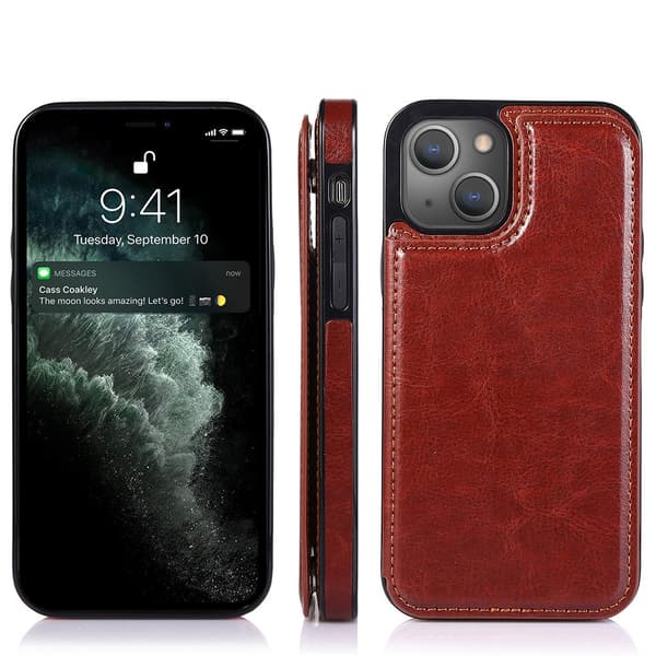 Smidigt Skal med Korthållare - iPhone 14 Brun