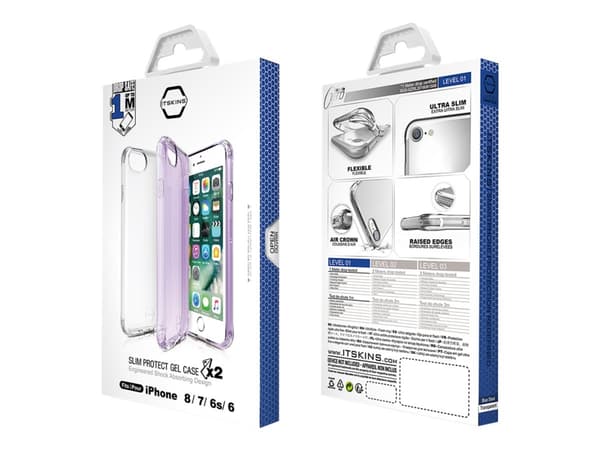 ITSKINS NANO // DUO Zero Gel 2 in 1 - Baksidesskydd för mobiltelefon - Impacthane - transparent, ljuslila (paket om 2) - för Apple iPhone 6, 6s, 7, 8