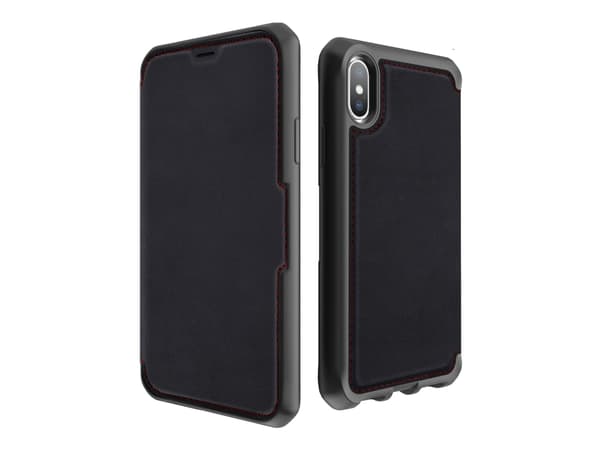 ITSKINS HYBRID // FOLIO - Lommebok for mobiltelefon - helnarvet lær - svart, rød - 5.8" - for Apple iPhone X, XS