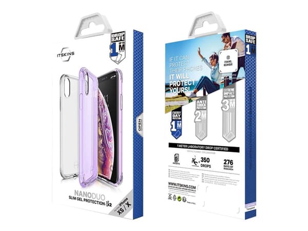 ITSKINS NANO // DUO Zero Gel 2 in 1 - Baksidedeksel for mobiltelefon - termoplast-polyuretan (TPU), Impacthane - gjennomsiktig, lyst fiolett - 5.8" (