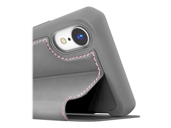ITSKINS HYBRID // FOLIO - Lommebok for mobiltelefon - helnarvet lær - grå, rosa - 6.1" - for Apple iPhone XR