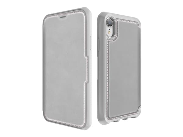 ITSKINS HYBRID // FOLIO - Lommebok for mobiltelefon - helnarvet lær - grå, rosa - 6.1" - for Apple iPhone XR