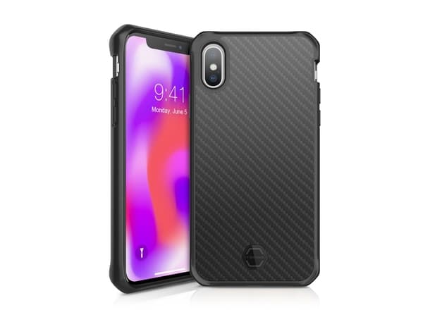 ITSKINS Hybrid Fusion Carbon - Baksidedeksel for mobiltelefon - kullstoff-fiber - svart - for Apple iPhone XS Max