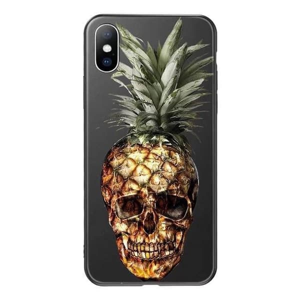 Lækkert etui til alle iPhone 14 modeller ananas skelet kranium