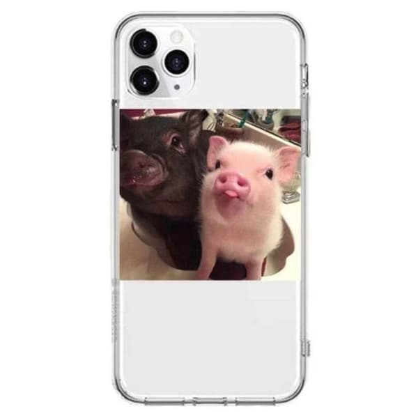 Lækkert etui til alle iPhone 14 modeller grisedyrkende selfie sjovt sød
