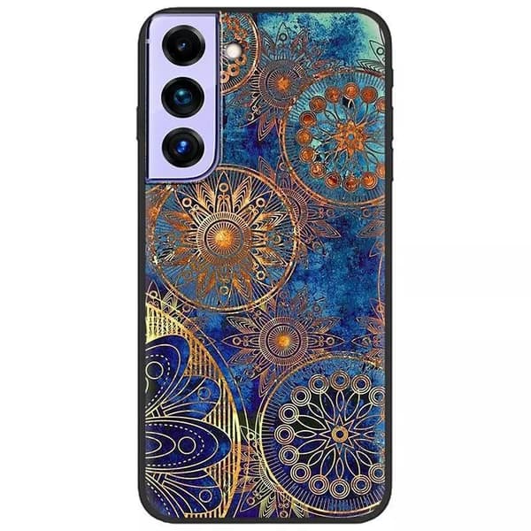 Cover til alle iPhone 14 modeller med orientalsk blåt mønster