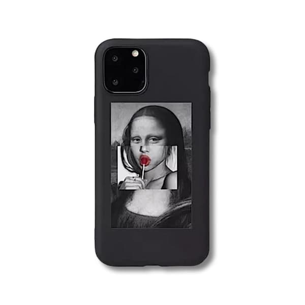 Skal för alla iPhone 14 modeller med Mona Lisa suger på klubba Leonardo!