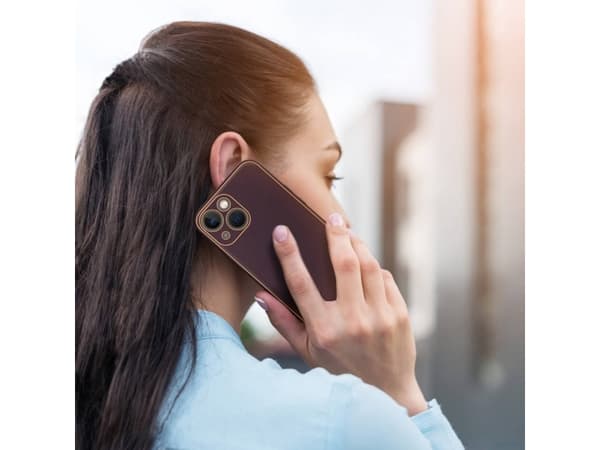 Dux Ducis Yolo iPhone 14 Plus-deksel, elegant deksel laget av lilla økologisk lær