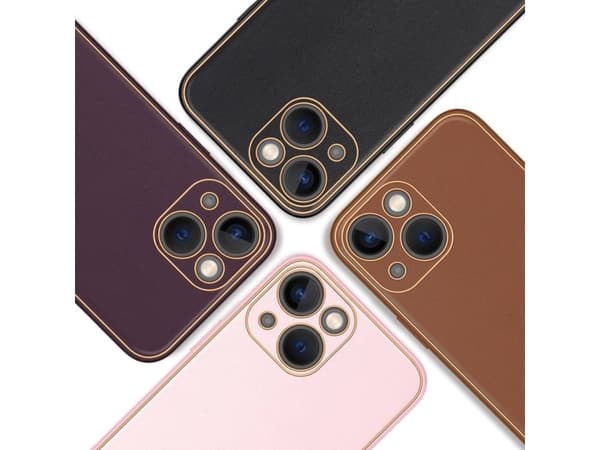 Dux Ducis Yolo iPhone 14 Plus-deksel, elegant deksel laget av lilla økologisk lær