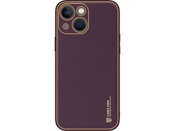 Dux Ducis Yolo iPhone 14 Plus-deksel, elegant deksel laget av lilla økologisk lær