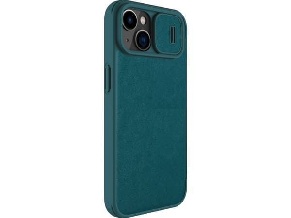 Nillkin Qin Leather Pro Case iPhone 14 Plus kameradeksel Hylsterdeksel Flip-veske Grønn