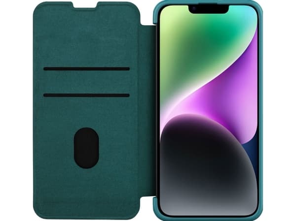 Nillkin Qin Leather Pro Case iPhone 14 Plus kameradeksel Hylsterdeksel Flip-veske Grønn