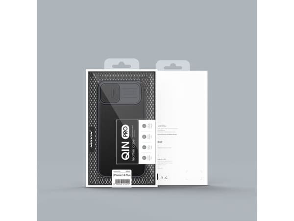 Nillkin Qin Leather Pro Case iPhone 14 Plus kameradeksel Hylsterdeksel Flip-veske Grønn