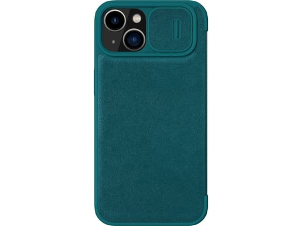 Nillkin Qin Leather Pro Case iPhone 14 Plus kameradeksel Hylsterdeksel Flip-veske Grønn