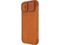 Pikkukuva 1 / 5: Nillkin Qin Nahka Pro Case iPhone 14 Plus kamera kansi holsteri tapauksessa flip kansi ruskea