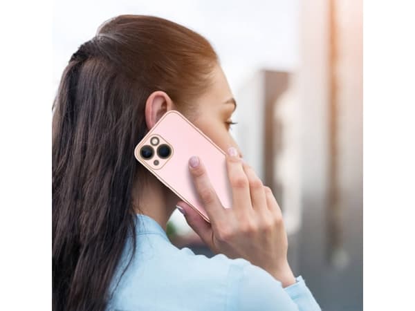 Dux Ducis Yolo iPhone 14 Plus kotelo elegantti eco nahkakotelo vaaleanpunainen