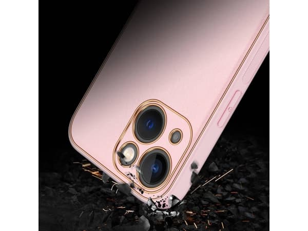 Dux Ducis Yolo iPhone 14 Plus kotelo elegantti eco nahkakotelo vaaleanpunainen