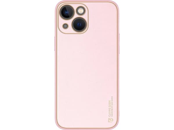 Dux Ducis Yolo-deksel til iPhone 14 Plus, elegant deksel laget av økologisk lær, rosa