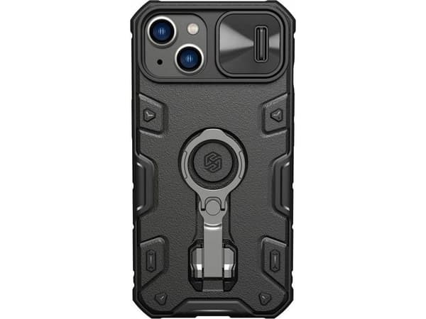 Nillkin CamShield Armor Pro Magneettinen kotelo iPhone 14 MagSafe panssaroitu kotelo jalusta rengas musta